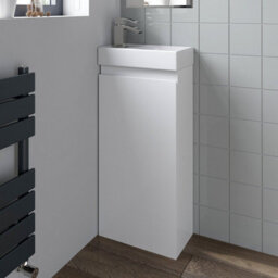 Affine Gloss White Floor Standing 400mm Slim Vanity Unit Basin Sink Cloakroom Bathroom - thumbnail 5