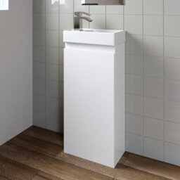 Affine Gloss White Floor Standing 400mm Slim Vanity Unit Basin Sink Cloakroom Bathroom - thumbnail 4