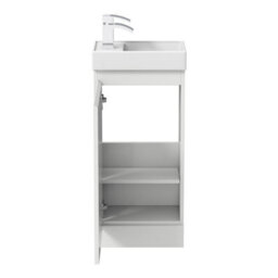 Affine Gloss White Floor Standing 400mm Slim Vanity Unit Basin Sink Cloakroom Bathroom - thumbnail 8