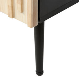 Wyld And Coco Modern Bedside Table With Solid Rubberwood Door And Iron Legs, Black Melamine Frame, Brown Finish - thumbnail 8