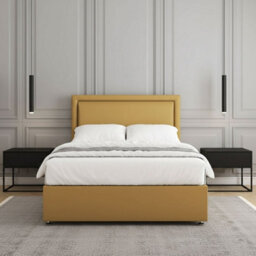 REGIONAL FURNISHINGS Divan Bed Set Mustard Plush Velvet Upholstered 24Inch Headboard & 2Drawers Sameside & No Mattress In 3Ft 4Ft 4Ft6 5Ft 6Ft Sizes - thumbnail 3