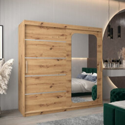 Arte Spacious Oak Artisan Uppsala V2 Sliding Door Wardrobe 200Cm - Flexible Family Storage Solution - thumbnail 1