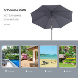 Outsunny 2.7M Patio Umbrella Outdoor Sunshade Canopy W/ Tilt And Crank Grey - thumbnail 7