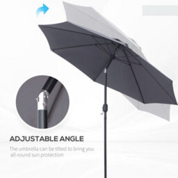 Outsunny 2.7M Patio Umbrella Outdoor Sunshade Canopy W/ Tilt And Crank Grey - thumbnail 5