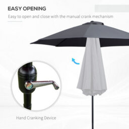 Outsunny 2.7M Patio Umbrella Outdoor Sunshade Canopy W/ Tilt And Crank Grey - thumbnail 4