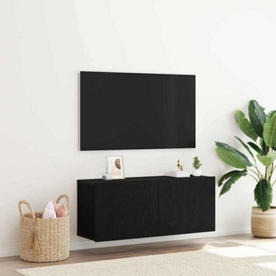 Berkfield Tv Wall Cabinet Black Oak 100X30X41 Cm Engineered Wood - image 1