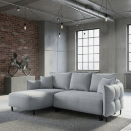 Sycylia Modern Corner Sofa Bed With Storage Wooden Frame Pine Slats Chipboard Hdf Freestanding 244X165Cm Light Grey Left - thumbnail 1