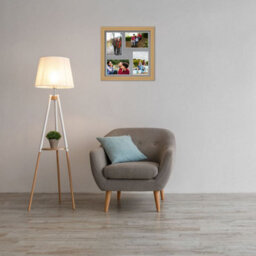 AK Frames 12X12 Light Oak Modern Multi Photo Frame With Mid Grey Mount - Holds 4 Apertures (4X) 6X4 Photos - thumbnail 3