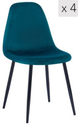 Nordlys Set Of 4 Metal And Blue Velvet Dining Chairs Vintage Style Dining Room - thumbnail 2