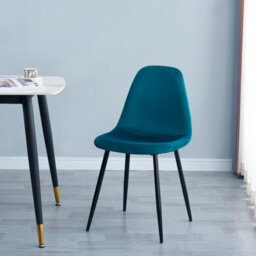 Nordlys Set Of 4 Metal And Blue Velvet Dining Chairs Vintage Style Dining Room - thumbnail 3