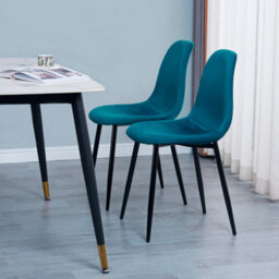 Nordlys Set Of 4 Metal And Blue Velvet Dining Chairs Vintage Style Dining Room - thumbnail 4