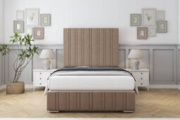 "Sloomy Langston Mink Plush Bed Frame With Mattress With 50"" Upholstered Headboard 4'6 Double" - thumbnail 1
