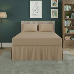 Fitted Valance Bed Sheet Polycotton Mattress Cover And Frill Easy Care Beige
