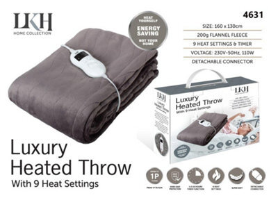 Vivo Electric Heated Throw Over Blanket - Dark Grey Flannel - image 1