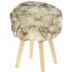 Fenland Sheepskin Fenland's Real Sheepskin Handmade Stool Wolf Tip With Wooden Legs - (H) 50Cm (Diameter) 39Cm - thumbnail 4