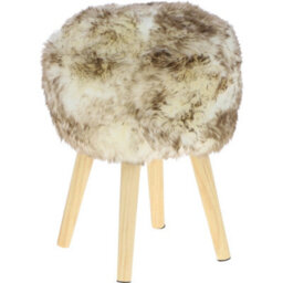 Fenland Sheepskin Fenland's Real Sheepskin Handmade Stool Wolf Tip With Wooden Legs - (H) 50Cm (Diameter) 39Cm - thumbnail 2
