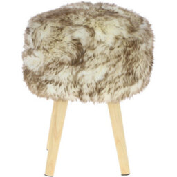 Fenland Sheepskin Fenland's Real Sheepskin Handmade Stool Wolf Tip With Wooden Legs - (H) 50Cm (Diameter) 39Cm - thumbnail 3