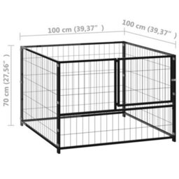 Berkfield Dog Kennel Black 100X100X70 Cm Steel - thumbnail 5