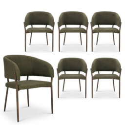 6Pc Dining Chairs Set, Green Upholstered Kitchen Chairs - thumbnail 1