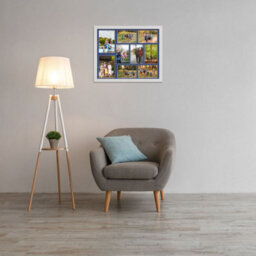 AK Frames 20X16 White Ash Modern Multi Photo Frame With Blue Mount - Holds 9 Apertures (2X) 7X5, (7X) 6X4 Photos - thumbnail 3