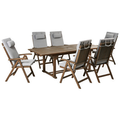 Beliani Garden Dining Set 6 Seater Amantea Premium Acacia Wood Light Grey - image 1