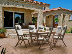 Beliani Garden Dining Set 6 Seater Amantea Premium Acacia Wood Light Grey - thumbnail 2