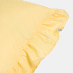 Ohs 2 X Plain Faux Linen Frill Cushion Covers - Lemon - thumbnail 6