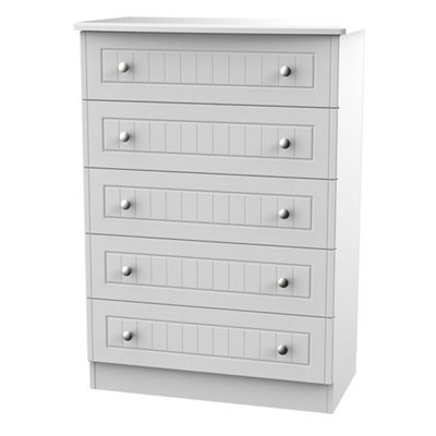 Vittoria Ready Assembled Matt Grey No Effect 5 Drawer Chest (H)1075mm (W)765mm (D)415mm - image 1