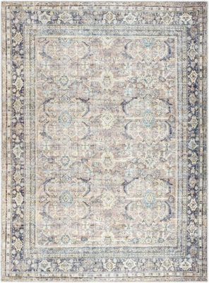 Livabliss Becki Owens Darling-Washable Grey Brown Traditional Vintage Boho Living Dining Rug 200 X 275 Cm Easy Care, Non Shedding - image 1