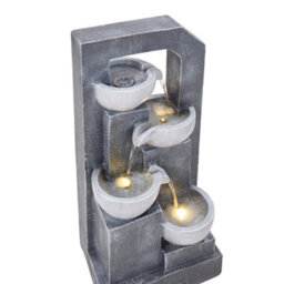 Living And Home 4-Tier Grey Resin Solar-Powered Water Fountain Outdoor Gardening Decor With Warm Yellow Light 66Cm(H) - thumbnail 6