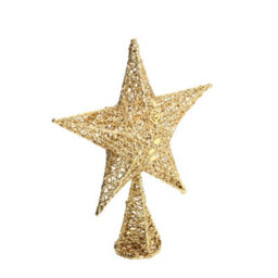 Living And Home Golden Glittered Wrought Iron Christmas Tree Topper Xmas Star Ornament Home Decor 30X40Cm - thumbnail 5