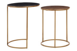 Orsina Nest Of Two Gold Tables, Space-Saving Modern Nesting Tables, Zinc Table Tops With Gold Base - thumbnail 2