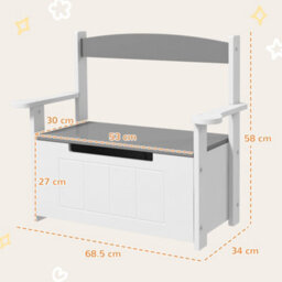 Aiyaplay 2 In 1 Toy Box For Kids With Safety Lid For Bedroom, Nursery, Grey - thumbnail 3