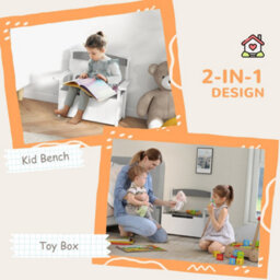 Aiyaplay 2 In 1 Toy Box For Kids With Safety Lid For Bedroom, Nursery, Grey - thumbnail 4