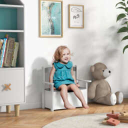 Aiyaplay 2 In 1 Toy Box For Kids With Safety Lid For Bedroom, Nursery, Grey