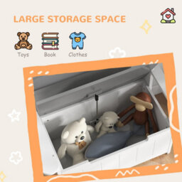 Aiyaplay 2 In 1 Toy Box For Kids With Safety Lid For Bedroom, Nursery, Grey - thumbnail 7