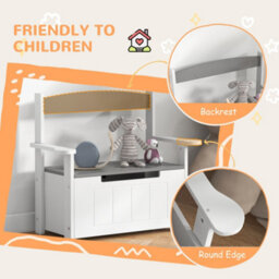 Aiyaplay 2 In 1 Toy Box For Kids With Safety Lid For Bedroom, Nursery, Grey - thumbnail 5