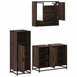 Berkfield 3 Piece Bathroom Furniture Set Brown Oak Engineered Wood - thumbnail 6