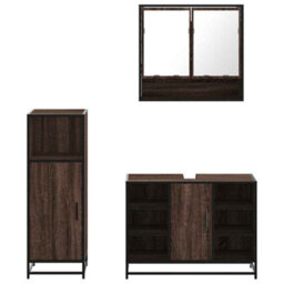 Berkfield 3 Piece Bathroom Furniture Set Brown Oak Engineered Wood - thumbnail 5