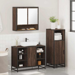 Berkfield 3 Piece Bathroom Furniture Set Brown Oak Engineered Wood - thumbnail 4