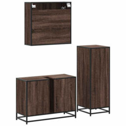 Berkfield 3 Piece Bathroom Furniture Set Brown Oak Engineered Wood - thumbnail 8