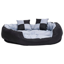 Berkfield Reversible & Washable Dog Cushion Grey And Black 110X80X23 Cm - thumbnail 4