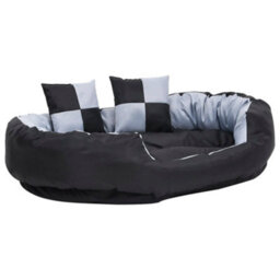 Berkfield Reversible & Washable Dog Cushion Grey And Black 110X80X23 Cm - thumbnail 3