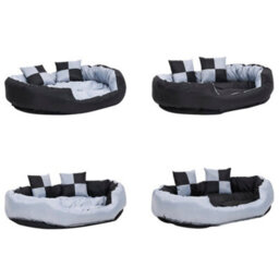 Berkfield Reversible & Washable Dog Cushion Grey And Black 110X80X23 Cm - thumbnail 9