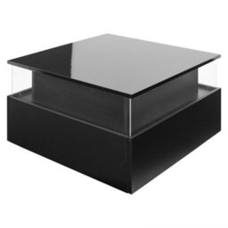 Abrihome Modern Led Coffee Table With Storage - Black Square Acrylic Glass Top & 2 Sliding Drawers, Wood Center Table For Living Room - thumbnail 9
