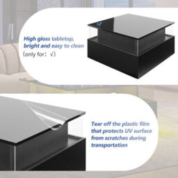 Abrihome Modern Led Coffee Table With Storage - Black Square Acrylic Glass Top & 2 Sliding Drawers, Wood Center Table For Living Room - thumbnail 4
