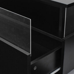 Abrihome Modern Led Coffee Table With Storage - Black Square Acrylic Glass Top & 2 Sliding Drawers, Wood Center Table For Living Room - thumbnail 7