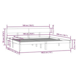Berkfield Bed Frame Solid Wood Pine 180X200 Cm Super King Size - thumbnail 9