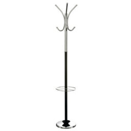 Orsina Black And Chrome Floor Standing Coat Stand, 12 Curved Hooks At 3 Heights, Wide Round Base For Stability, - thumbnail 2