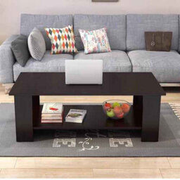 Modern Coffee Table, Black Finish Wood Living Room Side Table, With Lower Storage Shelf - thumbnail 9